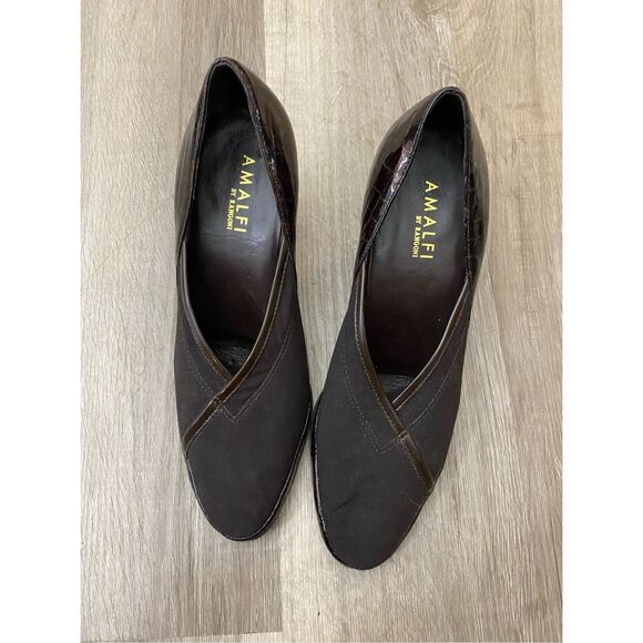 Amalfi by Rangoni Brown Animalprint Colorblock Heels Pumps, Size 8.5, MSRP $265 - Picture 4 of 9